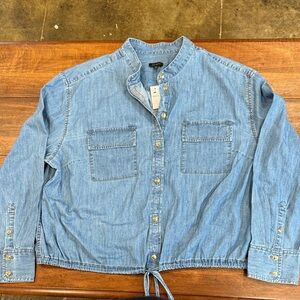 Talbots Light Blue Denim top with Gold Buttons